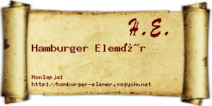 Hamburger Elemér névjegykártya